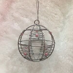 Wire Star Ornament with Pink Beads